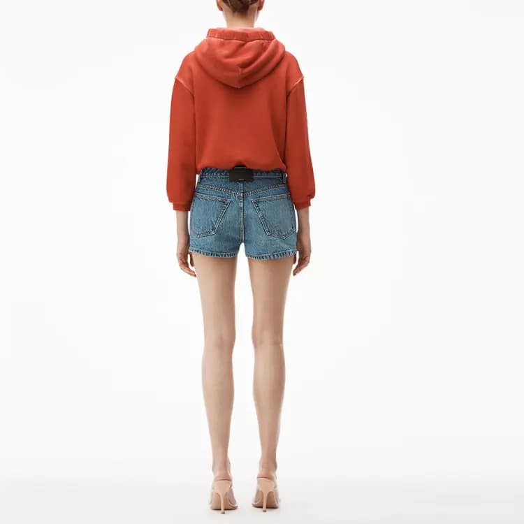 alexander wang Solid Color Zip Denim Shorts Women's Blue 5