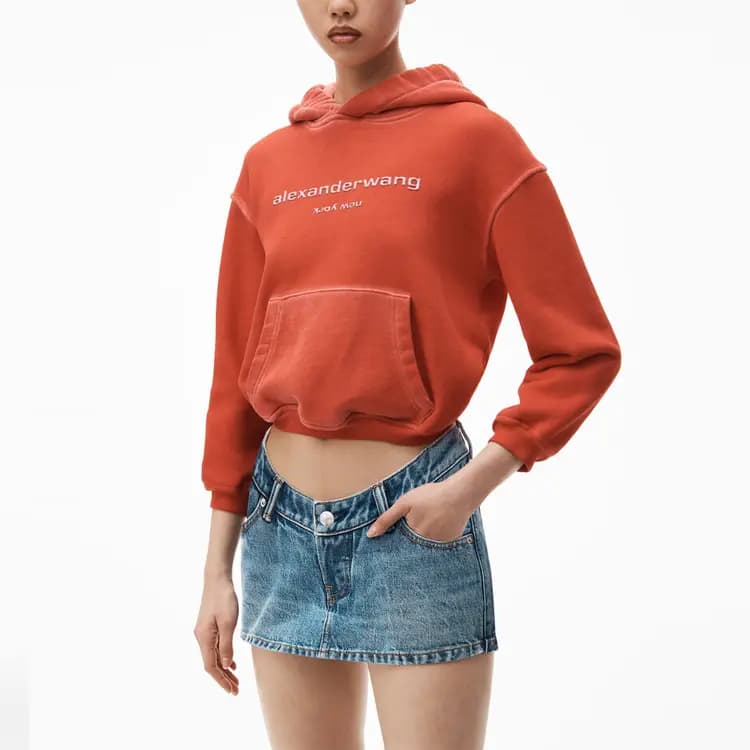 alexander wang Solid Color Zip Denim Shorts Women's Blue 4