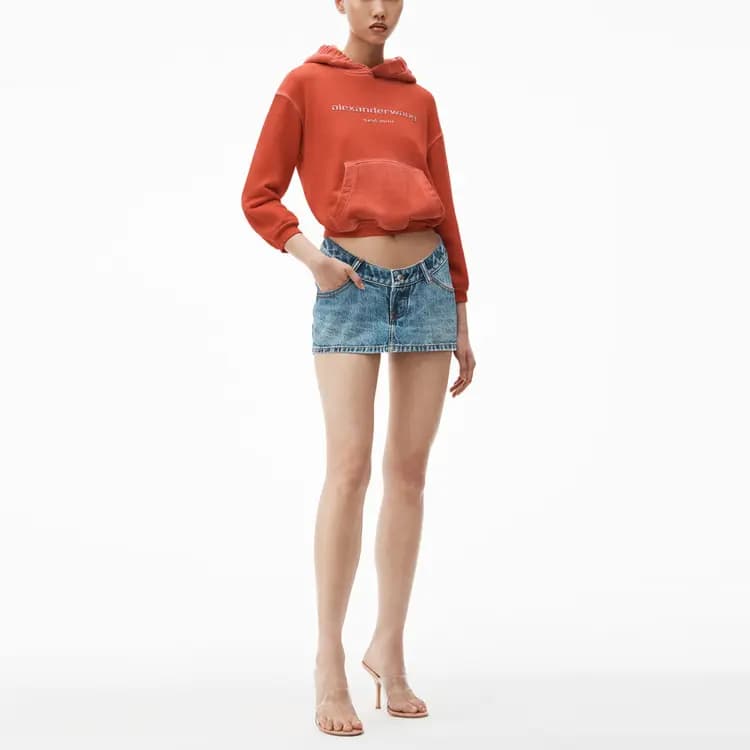 alexander wang Solid Color Zip Denim Shorts Women's Blue 2