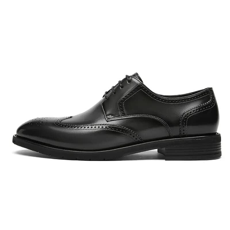 GOLDLION Top Layer Cowhide Leather Round Toe Lace-Up Casual Wedding Business Formal Shoes Men's 7