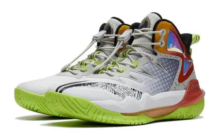 LINING YOUNG Pioneer Force TEAM 3.0 V2 Slip-Resistant Rebound Mid-Top Children's Basketball Shoes White Teenagers 3