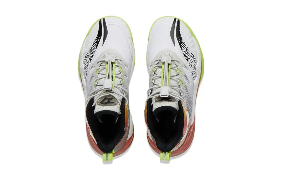 LINING YOUNG Pioneer Force TEAM 3.0 V2 Slip-Resistant Rebound Mid-Top Children's Basketball Shoes White Teenagers 4