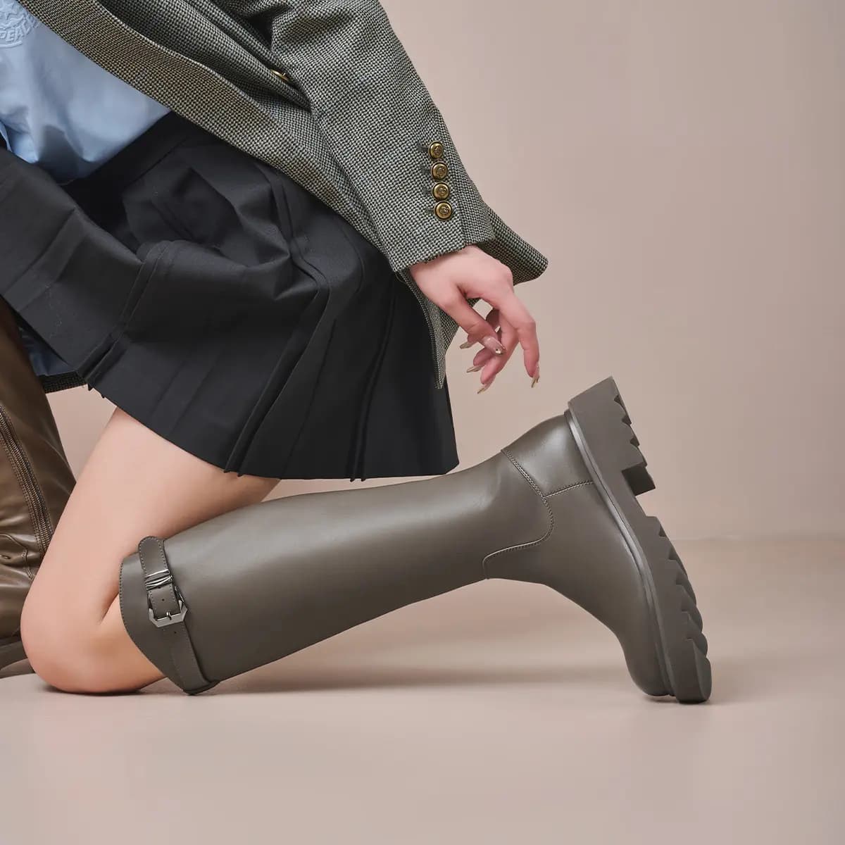 GEMEIQ Knee high Boots 4cm Women's 8