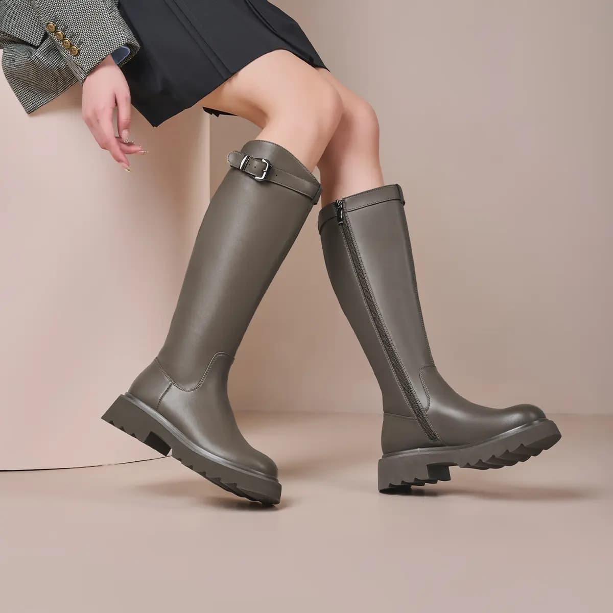 GEMEIQ Knee high Boots 4cm Women's 10