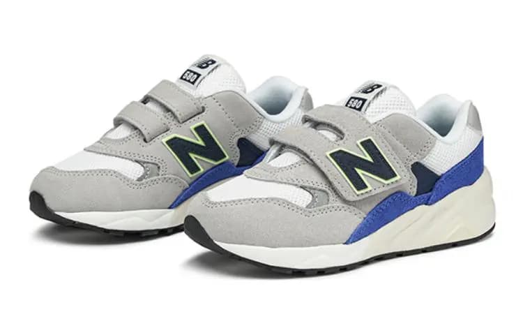 New Balance NB 580 Slip Resistant Breathable Low Top Kids' Running Shoes Light Gray White Royal Blue Kids' 3