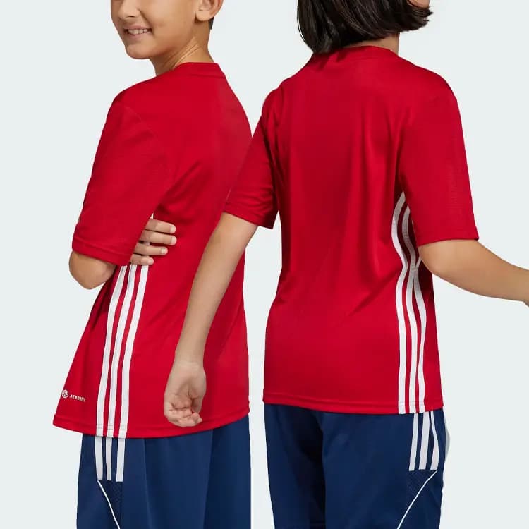 adidas Kids' Tabela 23 Jersey 3-Stripe Colorblock Logo Crew Neck Short Sleeve Kids' Soccer Jersey Boys' Girls' Energy Red 5