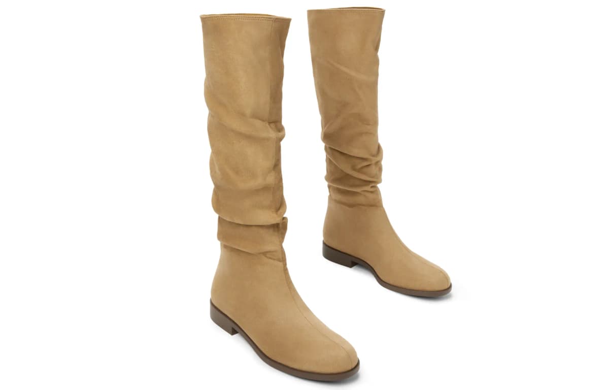 CHARLES&KEITH Small Ck Layered Knee High Boots 2.3cm Women's 7