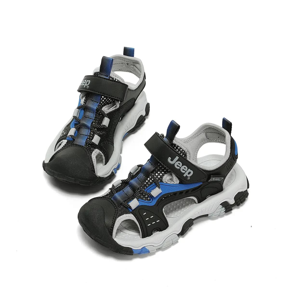 Jeep Kids Synthetic Leather Cushioning Breathable Sandals Black/Blue 6