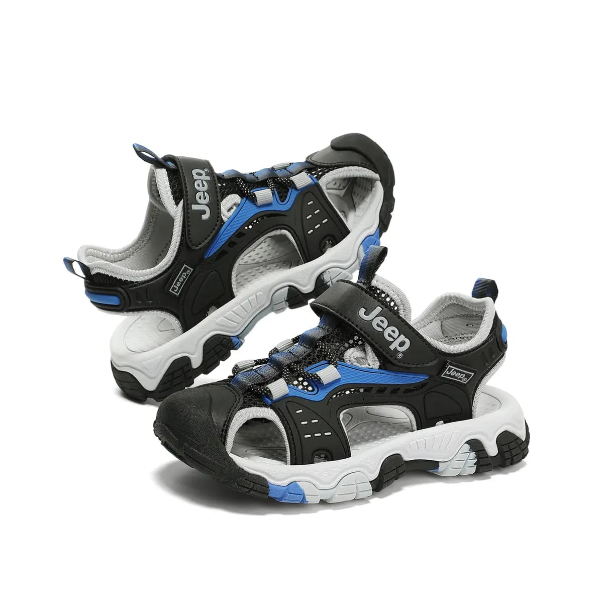 Jeep Kids Synthetic Leather Cushioning Breathable Sandals Black/Blue 5