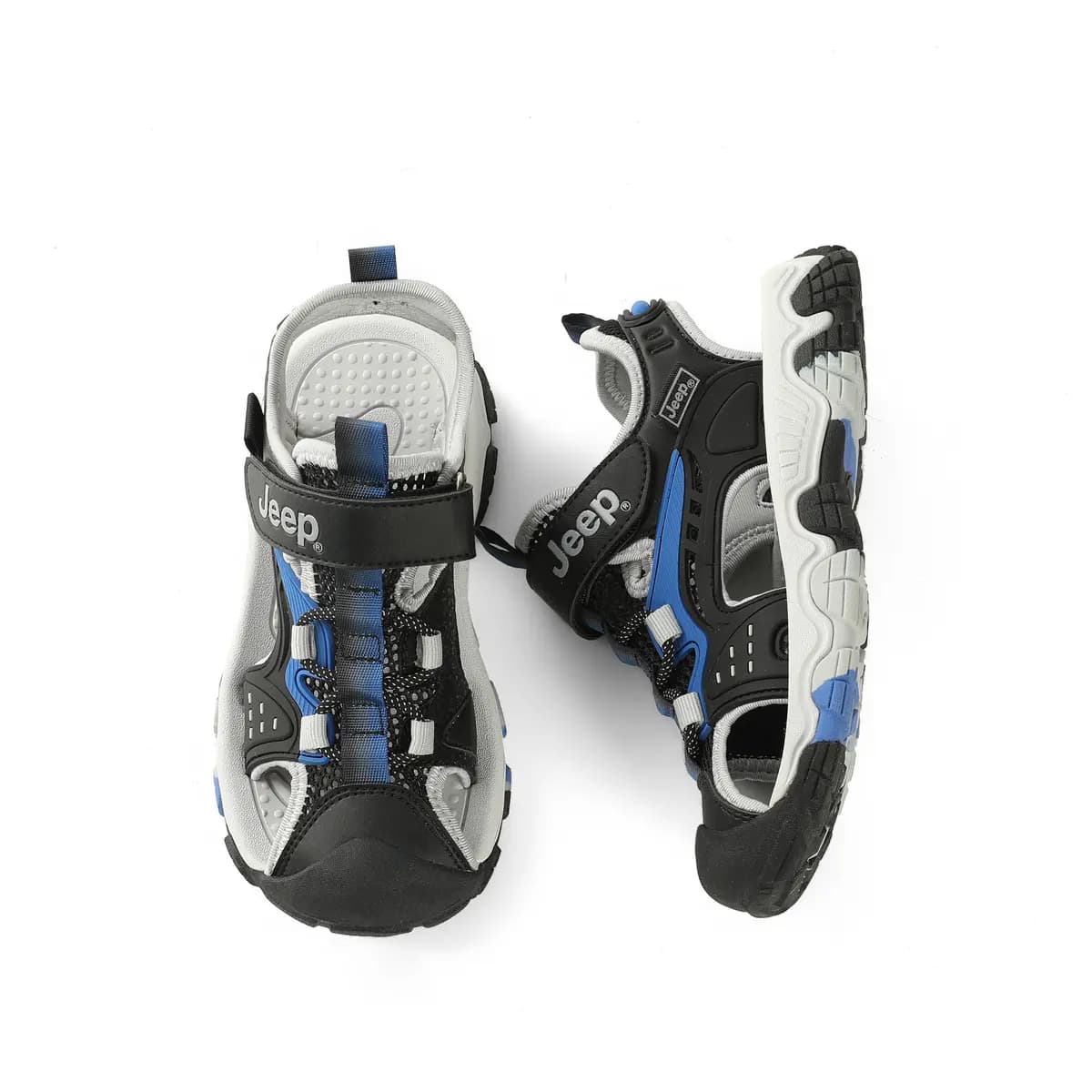 Jeep Kids Synthetic Leather Cushioning Breathable Sandals Black/Blue 2