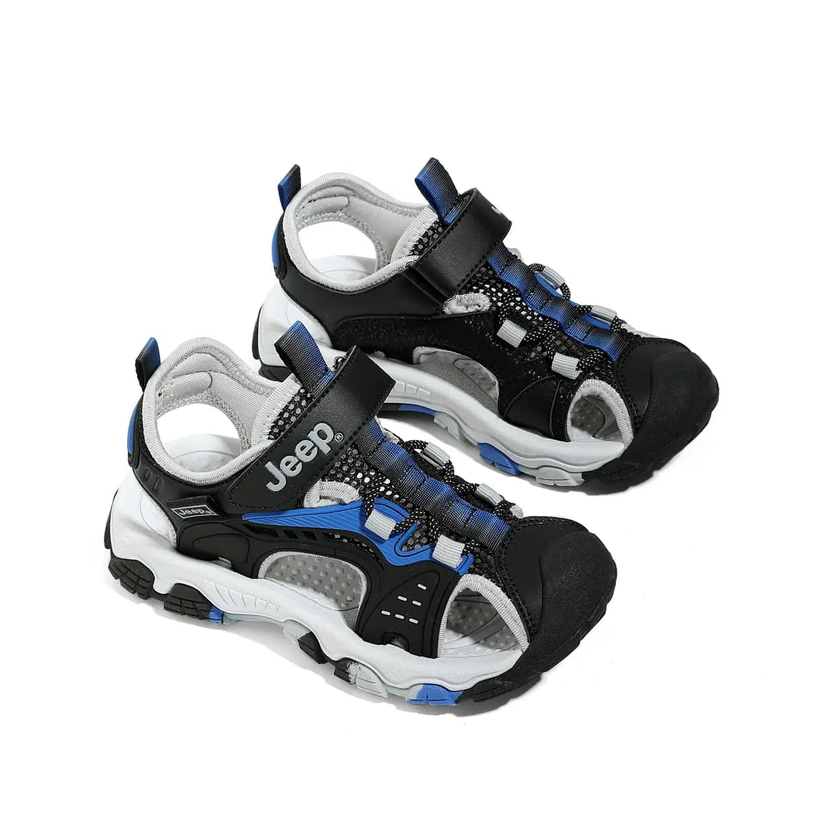 Jeep Kids Synthetic Leather Cushioning Breathable Sandals Black/Blue 7