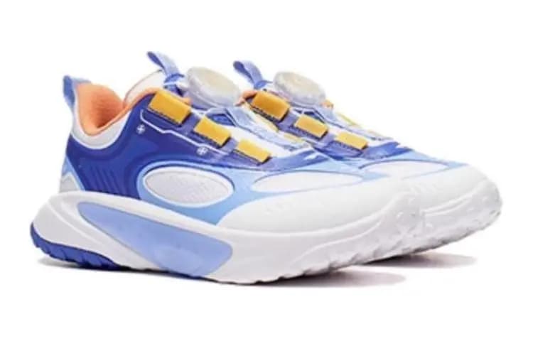 LINING YOUNG Slip-Resistant Low-Top Kids' Running Shoes White Blue Kids' 4