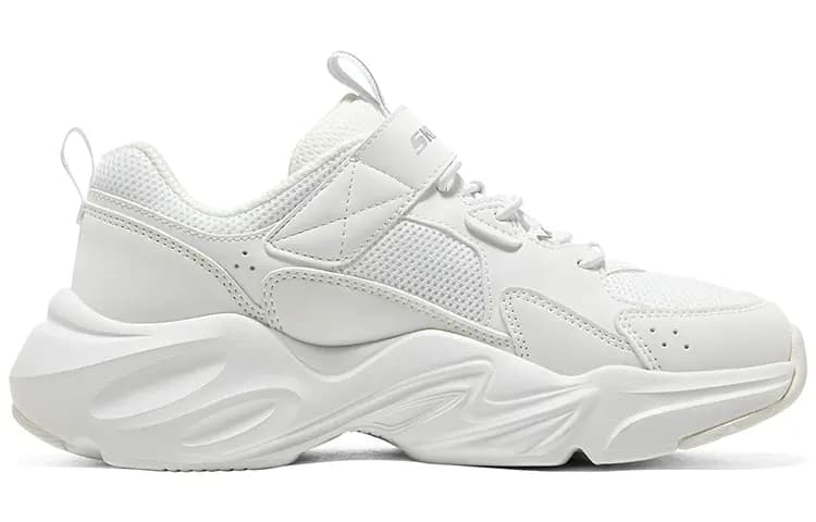 Big Kid Skechers Girls Comfortable Hook-and-Loop Cushioning Wear-Resistant Casual Shoes White 2