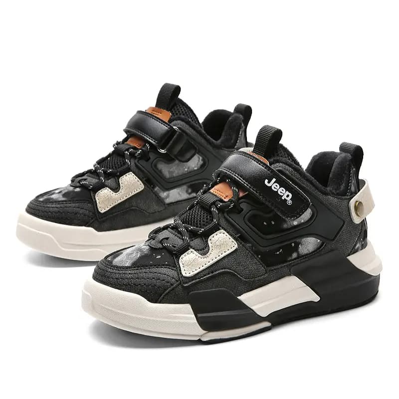 Jeep Anti-Slip Wear-Resistant Low-Top Kids' Skateboarding Shoes Dominant Black Kids' 5