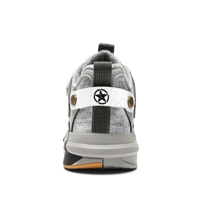 Kids Jeep Velcro Warm Lined Slip-Resistant Wear-Resistant Warm Low-Top Kids Skate Shoes Rock Gray Thick Cotton 5