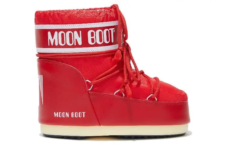 Moon Boot Cross Tube Lace Qısa Qar Çəkməsi Unisex Qırmızı/Ağ 2