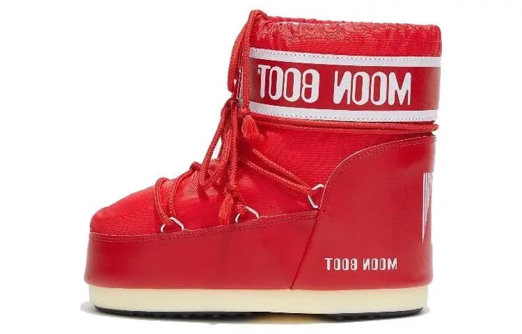 Moon Boot Cross Tube Lace Qısa Qar Çəkməsi Unisex Qırmızı/Ağ