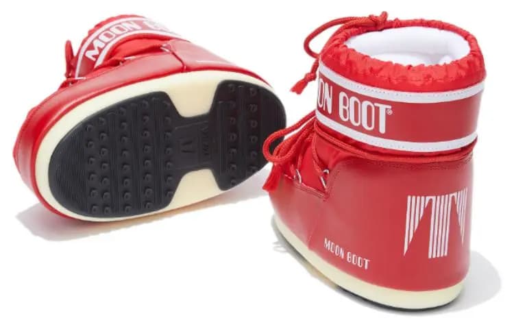 Moon Boot Cross Tube Lace Qısa Qar Çəkməsi Unisex Qırmızı/Ağ 4