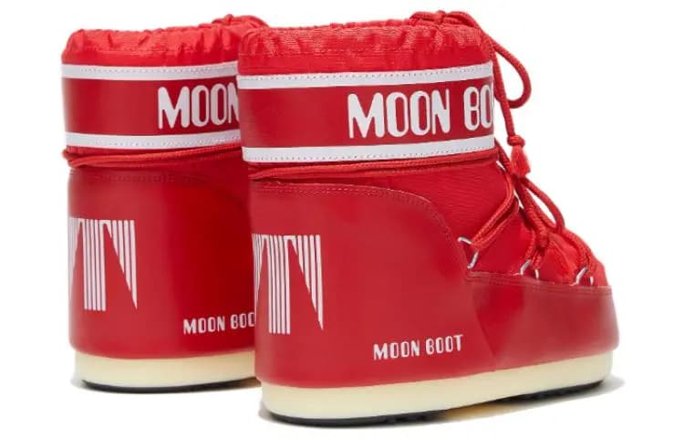 Moon Boot Cross Tube Lace Qısa Qar Çəkməsi Unisex Qırmızı/Ağ 3