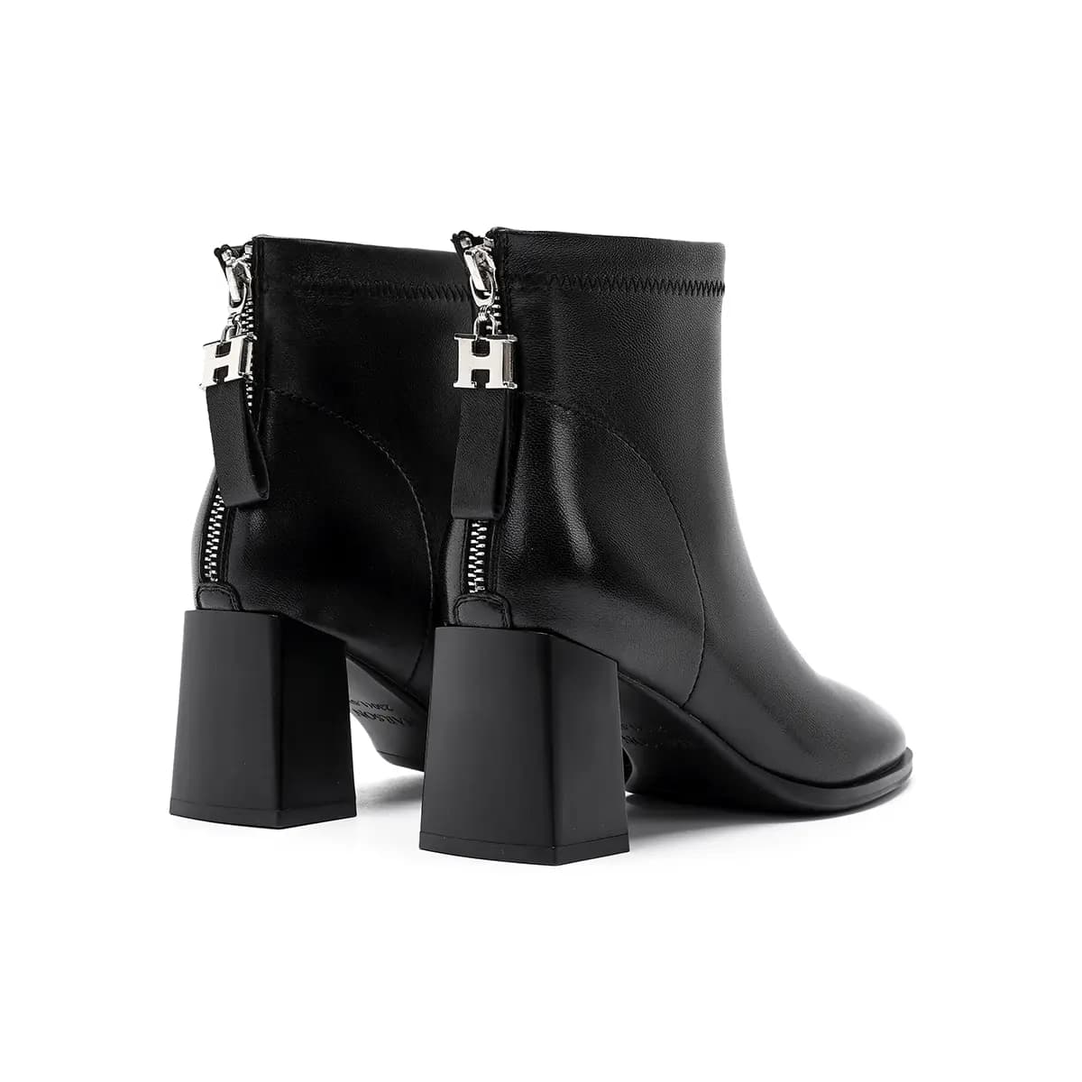 HARSON Sheep Leather Casual Versatile Square Toe Chunky Heel Zipper Ankle Boots 7cm Women's 25