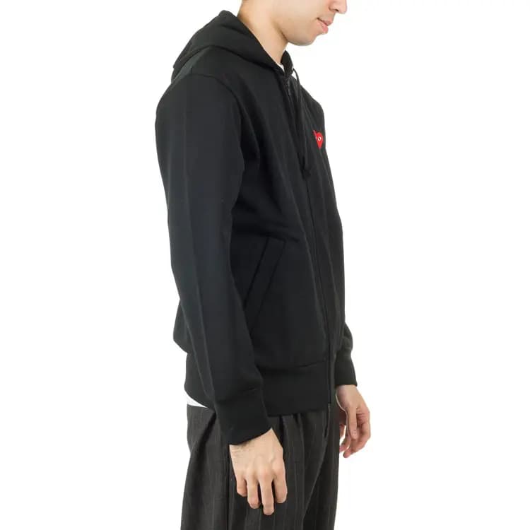 CDG Play Red Heart Logo Zip-Up Kişi Sviteri Qara 5