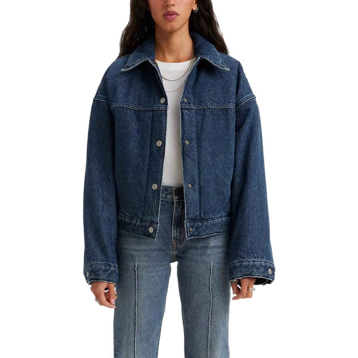 Levis Reversible Bubble Trucker Qadın Denim Pencəyi Göy 3