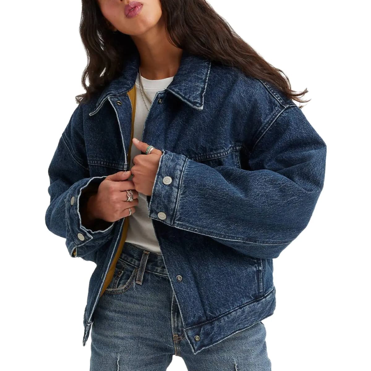 Levis Reversible Bubble Trucker Qadın Denim Pencəyi Göy 4