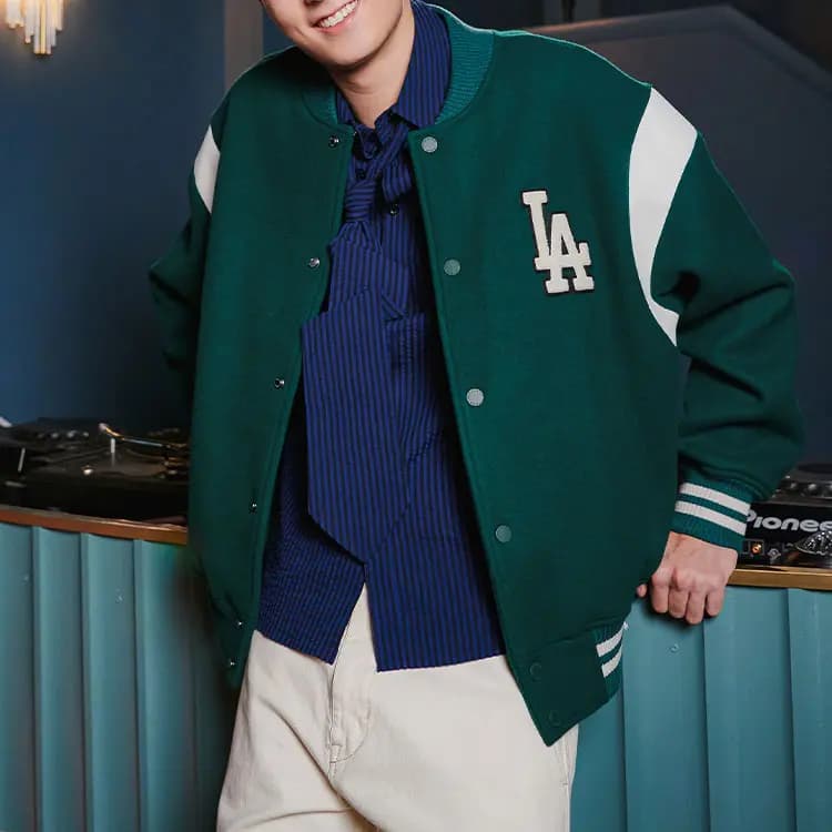 MLB College Style Series Unisex Baseball Kurtkası Tünd Yaşıl 2