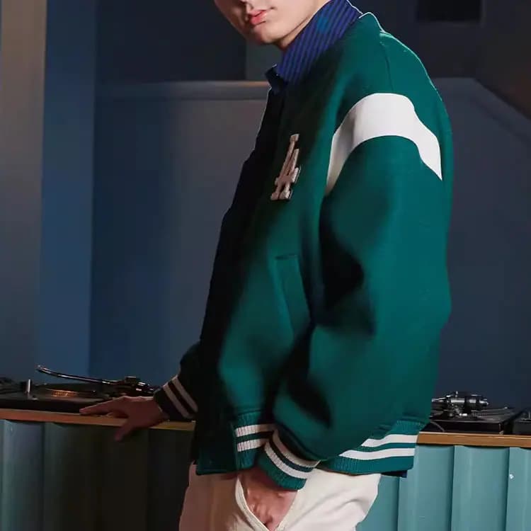 MLB College Style Series Unisex Baseball Kurtkası Tünd Yaşıl 3