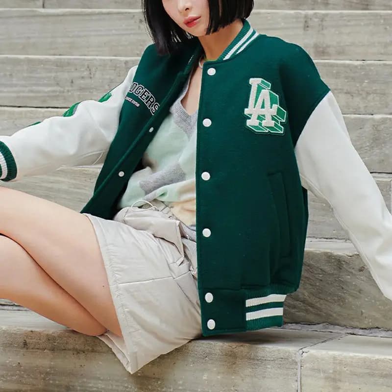 MLB Varsity LA DODGERS Unisex Baseball Köynəyi Yaşıl 3
