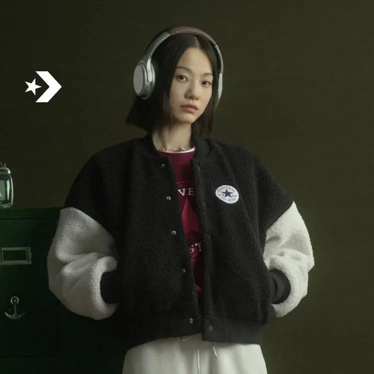 Converse SHERPA VARSITY Baseball Jerseys Qadın Qara/Ağ 6