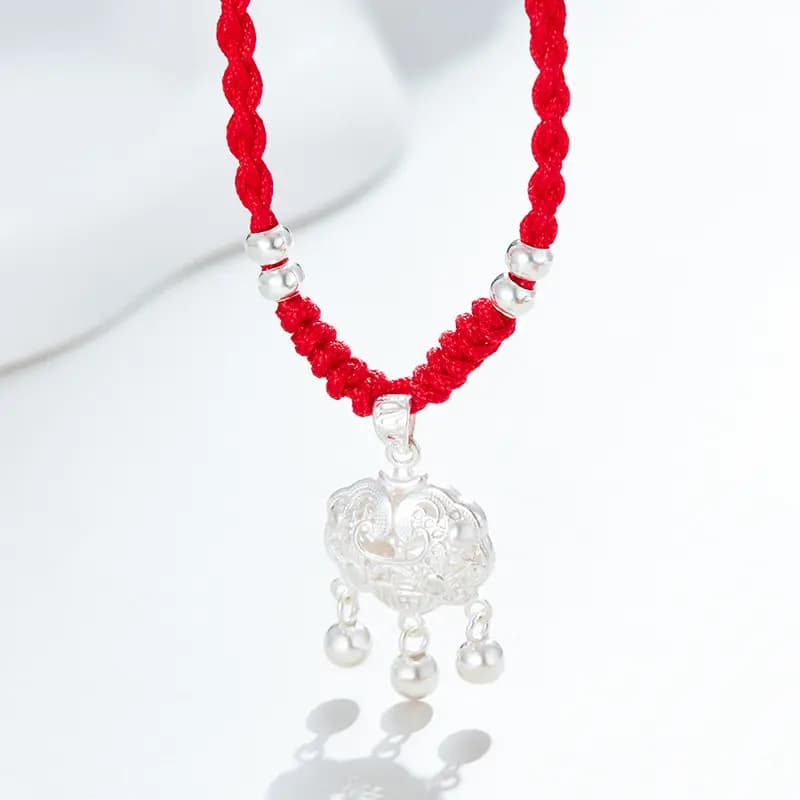 DAISY BEAUTY New Chinese Style Pure Silver Peace Longevity Lock Silver Necklace Girls Silver Lock Popular Gift Couple Bestie Collarbone Necklace Pendant Jewelry S990 Pure Silver Necklace Unisex Couple 9