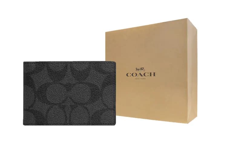 COACH Kətan və Dəri Unisex Pulqabı Qara 6