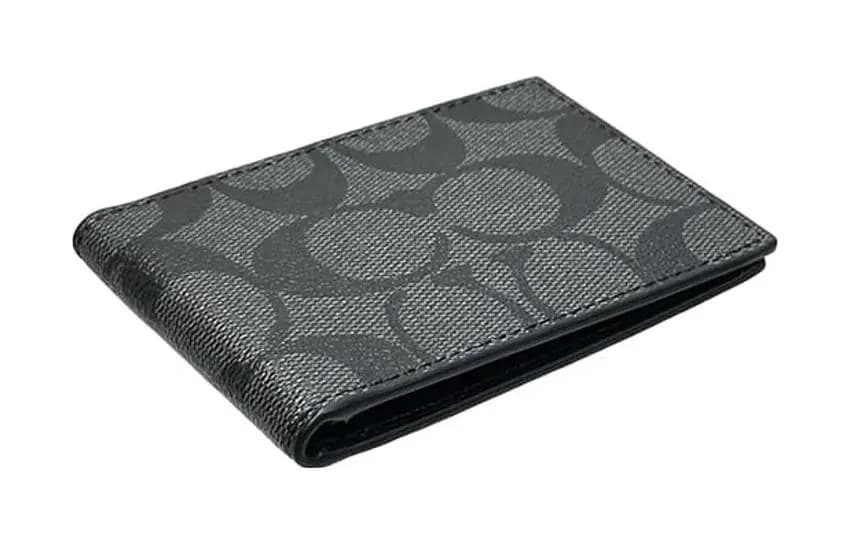 COACH Kətan və Dəri Unisex Pulqabı Qara 2