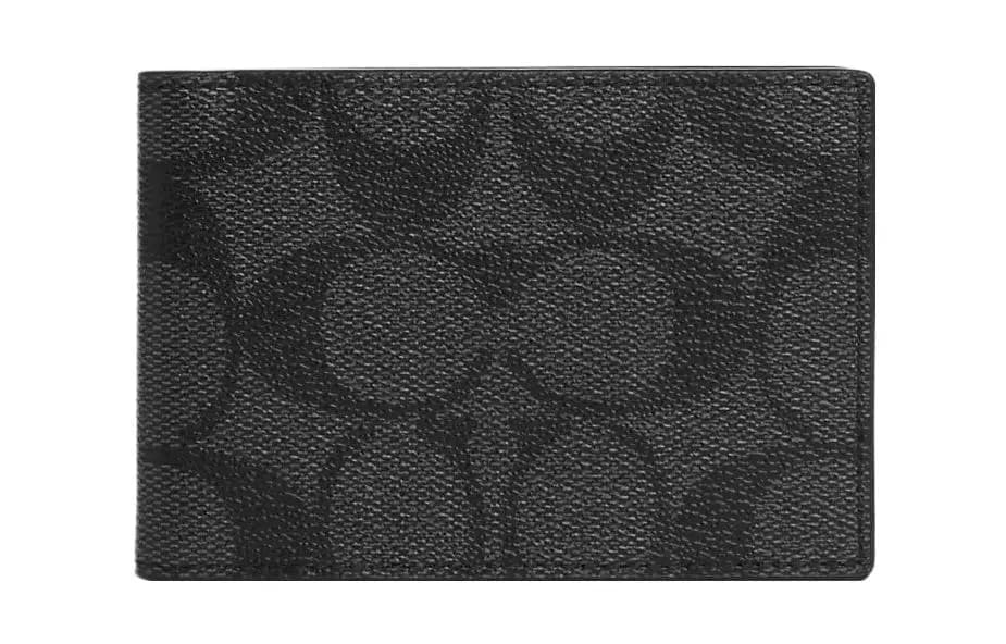 COACH Kətan və Dəri Unisex Pulqabı Qara