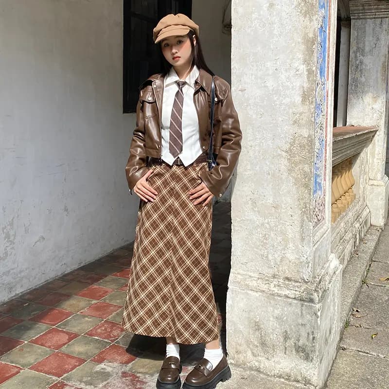Tu Banmian Dəri Qadın Jileti Qəhvəyi 6