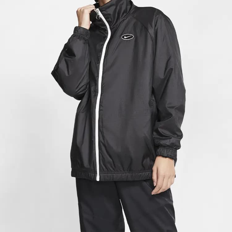 Nike Big Swoosh Large Logo Shearling Reversible Fleece Jacket US Version Winter Women's Black 5