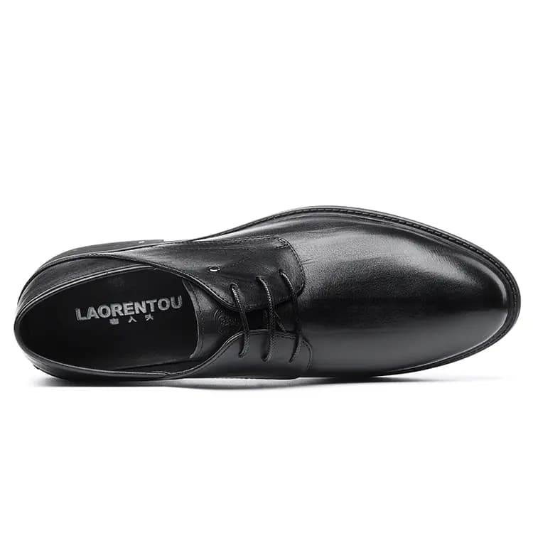 LAORENTOU Round Toe Lace-Up Business Dress Shoes Men's Black 4