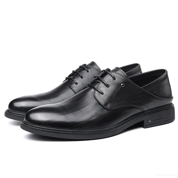 LAORENTOU Round Toe Lace-Up Business Dress Shoes Men's Black 3