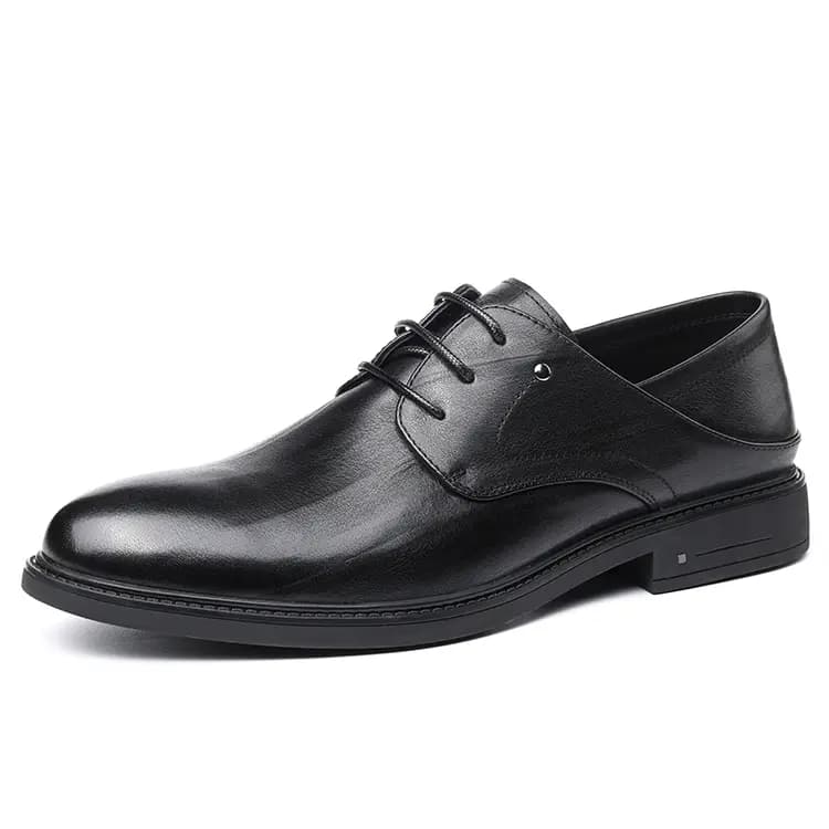 LAORENTOU Round Toe Lace-Up Business Dress Shoes Men's Black 2