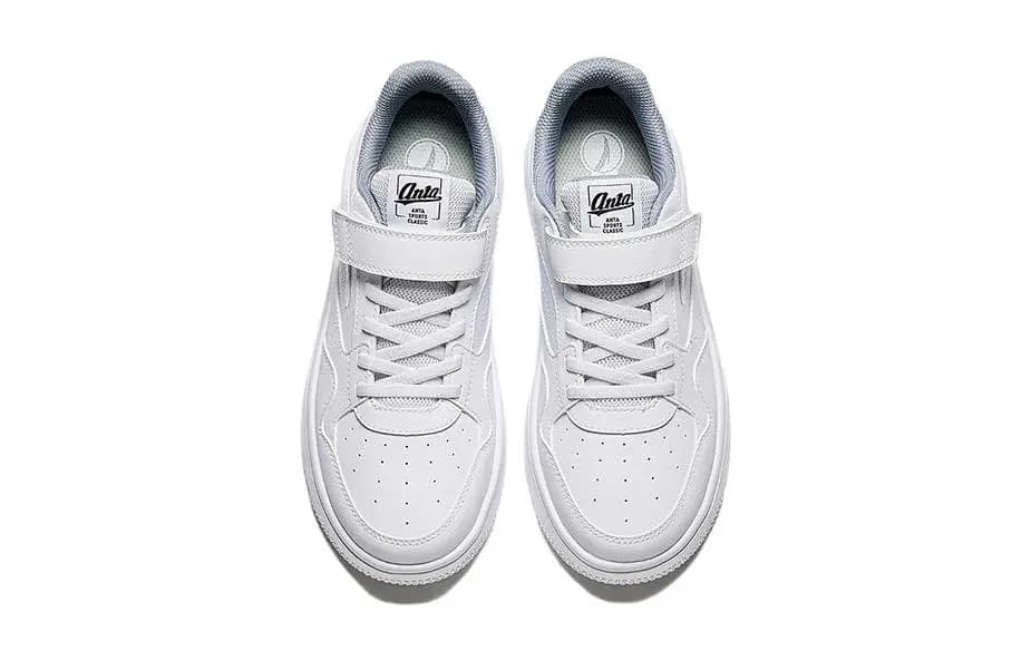 Anta Kids Comfort Slip-Resistant Wear-Resistant Kids Skate Shoes White 3