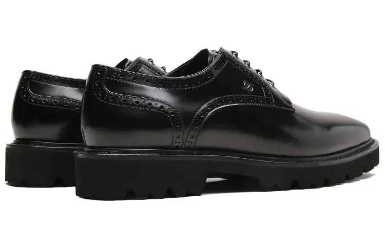 S.T. Dupont Top Layer Cowhide Leather Round-Toe Lace-Up Brogue Dress Shoes Men's Black 4