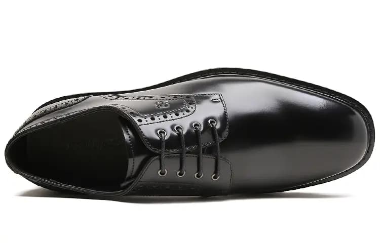 S.T. Dupont Top Layer Cowhide Leather Round-Toe Lace-Up Brogue Dress Shoes Men's Black 3