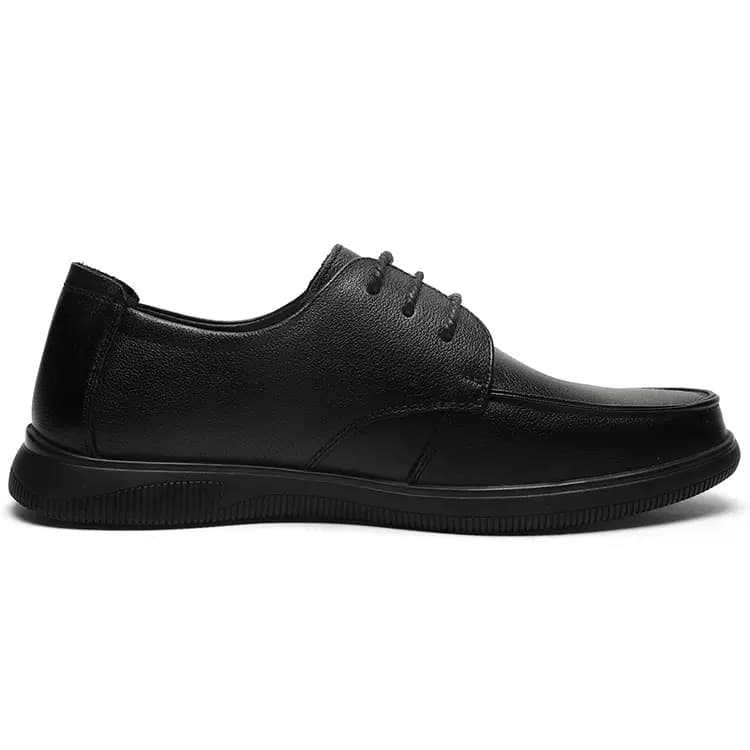 MULINSEN Classic Fashion Simple Commute Genuine Leather Business Casual Lace-Up Dress Shoes Men's Black 2