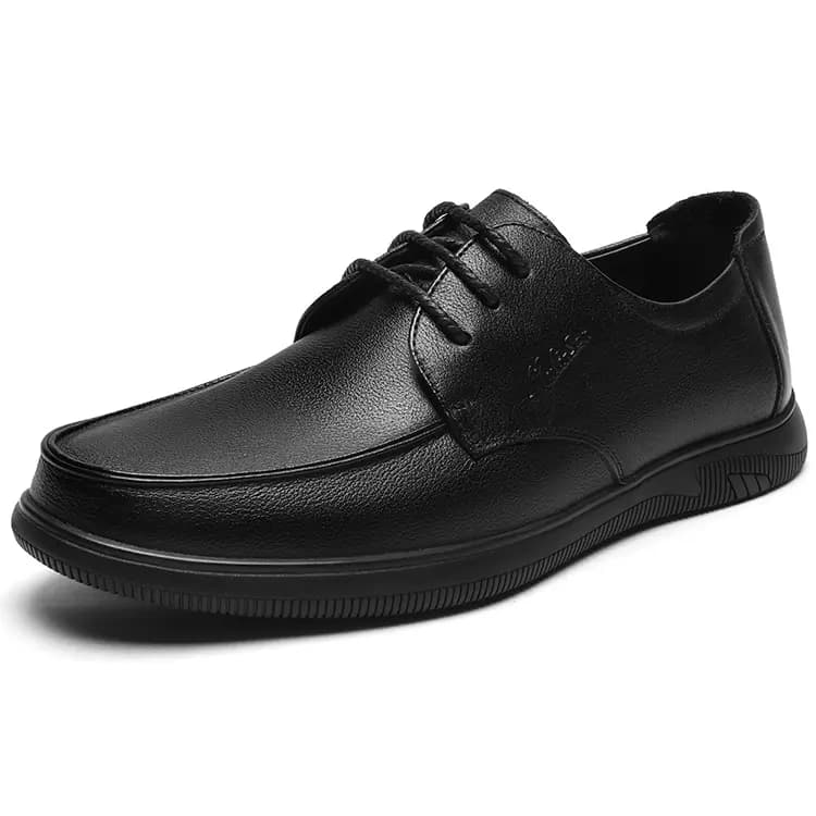 MULINSEN Classic Fashion Simple Commute Genuine Leather Business Casual Lace-Up Dress Shoes Men's Black 3