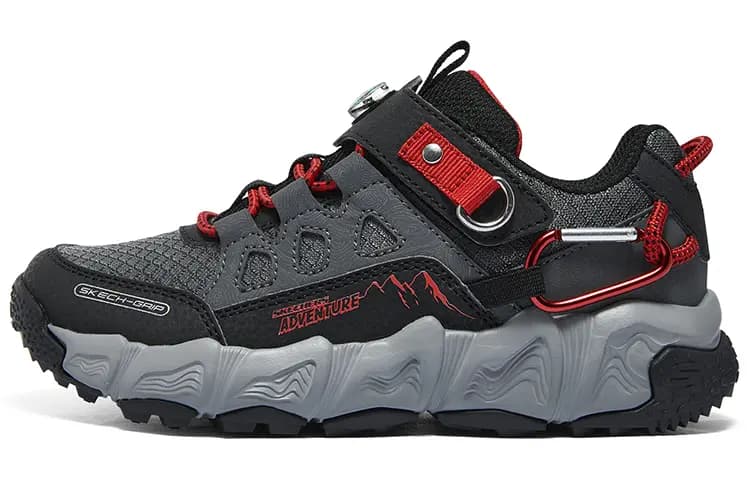 Skechers Velocitrek Boys Slip-Resistant Cushioning Low-Top Kids' Outdoor Shoes Black Red Kids'
