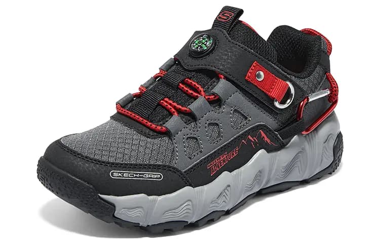 Skechers Velocitrek Boys Slip-Resistant Cushioning Low-Top Kids' Outdoor Shoes Black Red Kids' 3