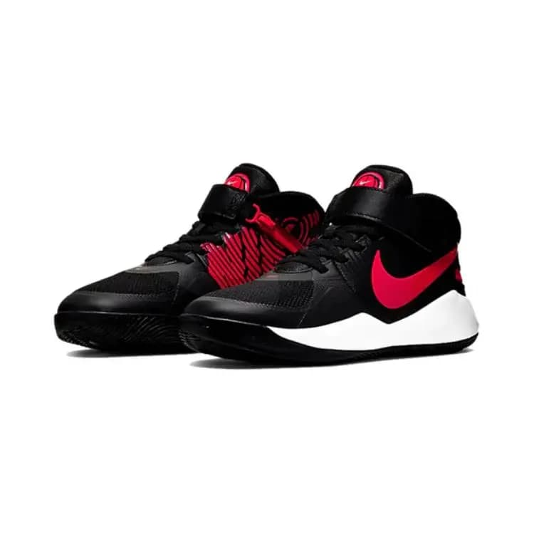 Nike Team Hustle D 9 FlyEase Low-Top Uşaq Basketbol Ayaqqabısı Qara/Qırmızı 3