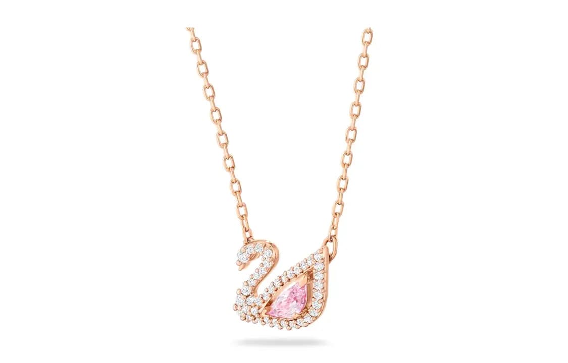 Swarovski Faux Crystal Qadın Boyunbağısı Çəhrayı Qızılı
