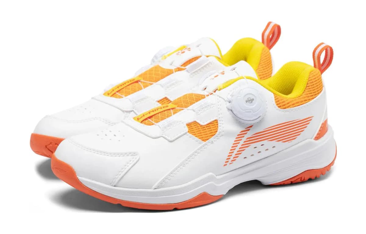 LiNing Ace KD Anti Slip Wear Resistant Low Top Kids' Training Shoes White Orange Teenagers 2